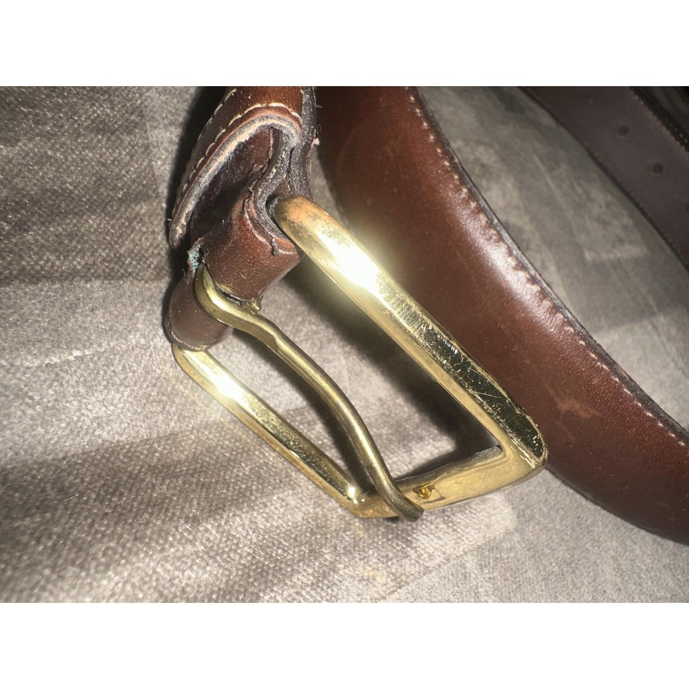 Torino Leather Belt Mens Size 36 Brown European Cowhide‎ Brass Tone Buckle 7501